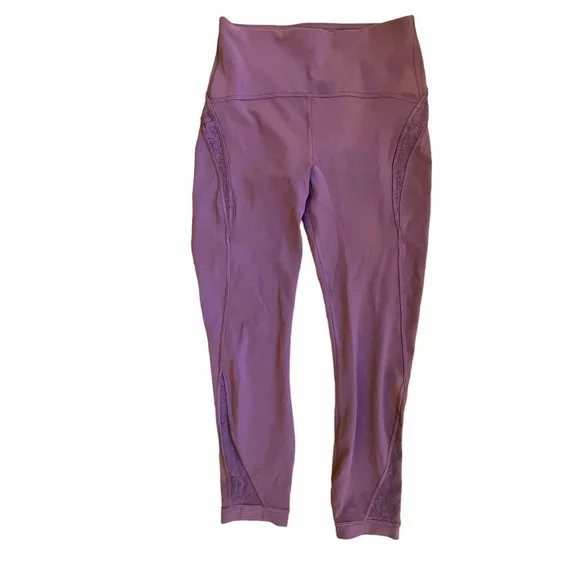 Lululemon Wunder Under Crop High-Rise Leggings Flocked Everlux in Plumful Size 6 - Picture 6 of 9